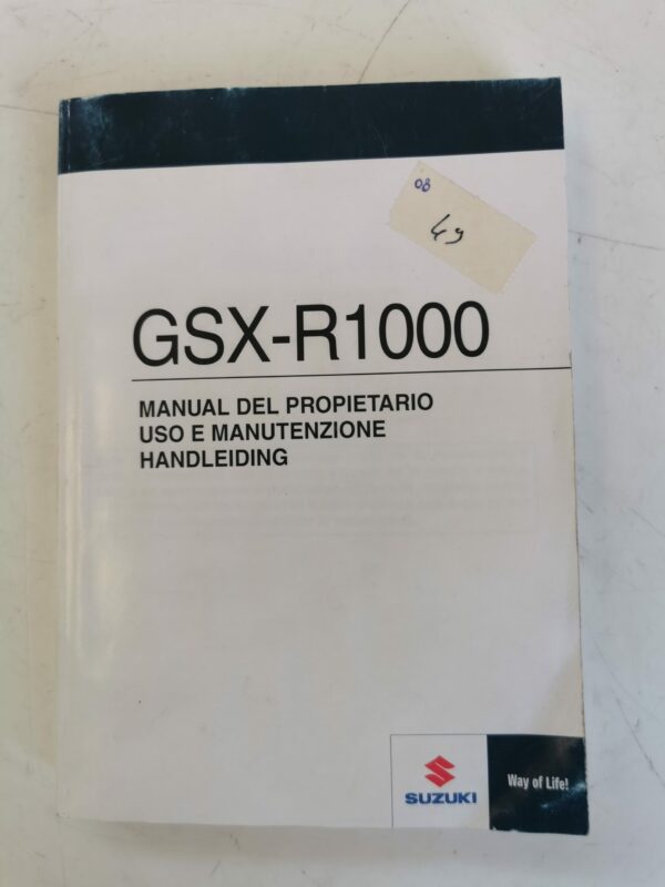 Suzuki GSX-R1000 2008 Libretto uso e Manutenzione 99011-47H50-SDE SP IT DE