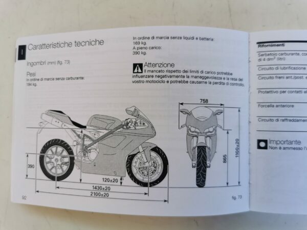 Ducati Superbike 848 2007 Libretto uso e Manutenzione 91371201A IT FR ES DE